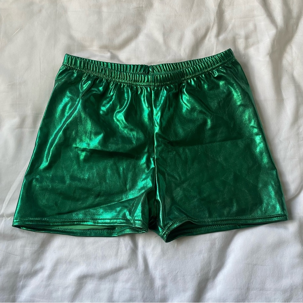 Metallic Green Spandex Shorts